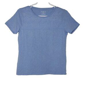 Talbots Petite Women's Short Sleeve Lace Yoke Top, Size Sp Usado.